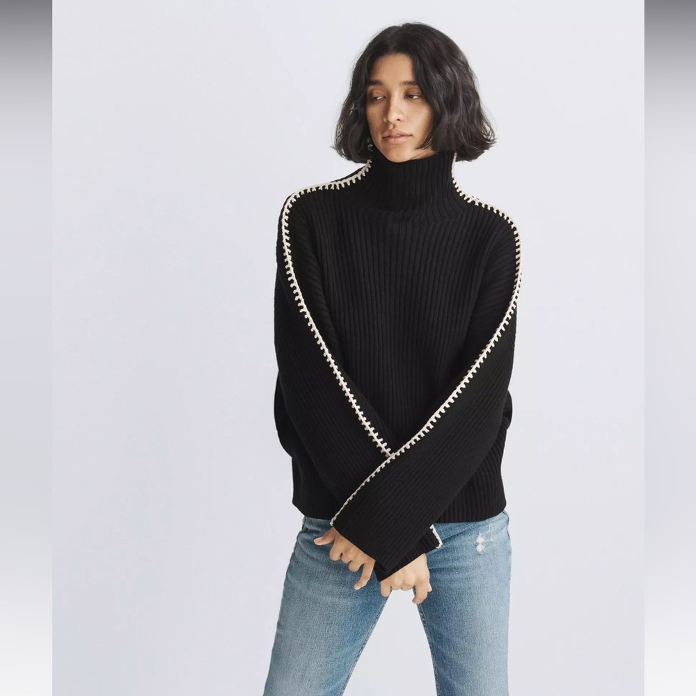 Rag & Bone Ingrid Black Contrast Sweater L